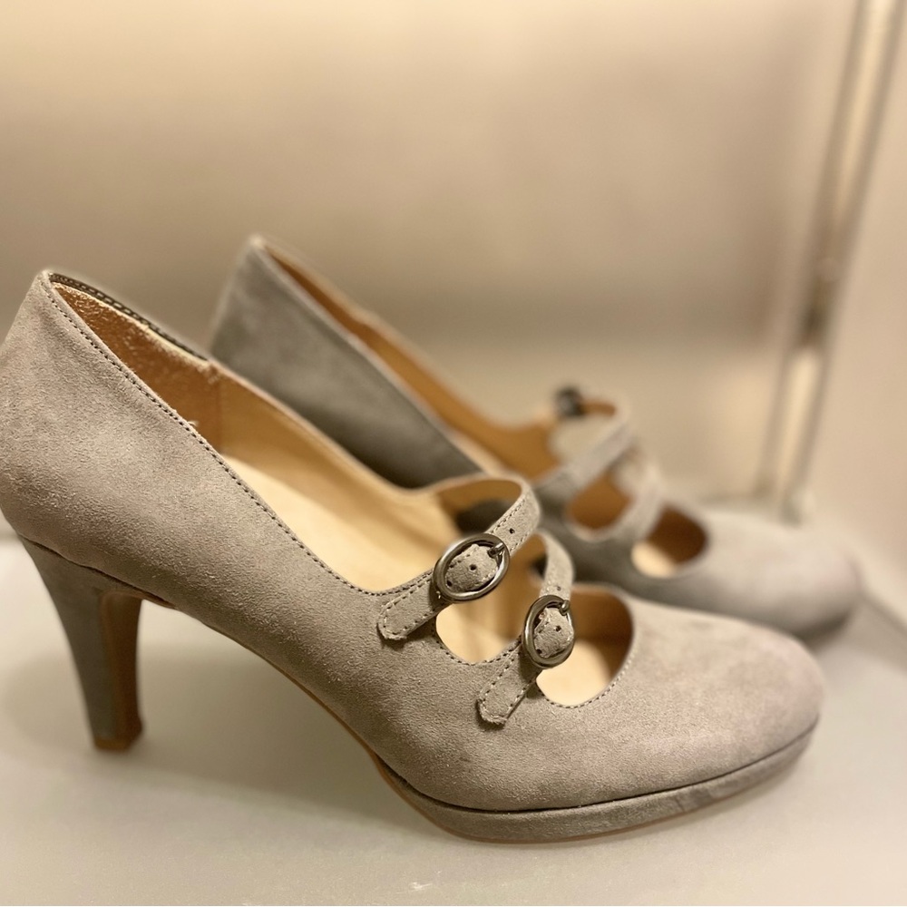 Naturalizer Elegant Grey Suede Mary Jane Heels w/ MEMORY FOAM sz 8